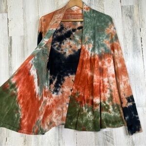 Womens‎ Sweater Small Organic Cotton Artful Tie-dye Long Sleeve Drape Cardigan